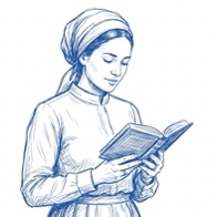 Женщина в платке читает книгу